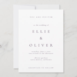 Plum Purple Boho Elegant I Minimalist Wedding Invitation