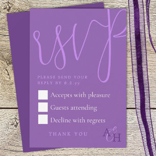 Plum Purple Calligraphy Script Wedding RSVP Card
