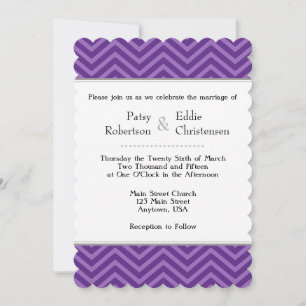 Plum Purple Chevron Wedding Invitations