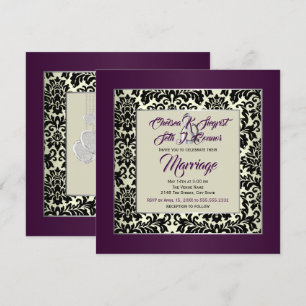 Plum Purple, Cream and Black Invitation