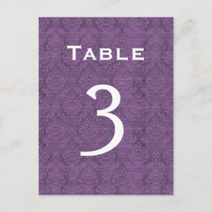 Plum Purple Damask Wedding Table Number 3 C202 Postcard