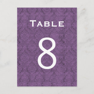 Plum Purple Damask Wedding Table Number 8 C207 Postcard