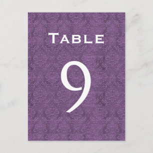 Plum Purple Damask Wedding Table Number 9 C208 Postcard