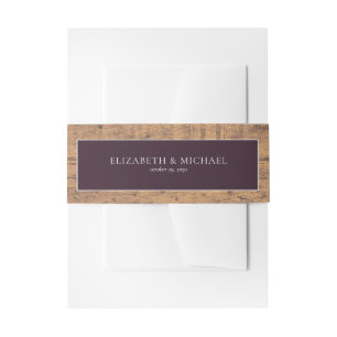 Plum Purple Elegant Rustic Wood Wedding  Invitation Belly Band