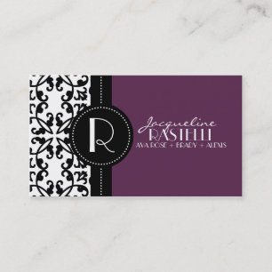 Plum Purple Estate Damask Mummy Calling Card /
