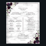 Plum Purple Floral Marble Wedding Program Poster<br><div class="desc">Designed to coordinate with our Plum Purple Marble Watercolor Fall Wedding Invitation Collection, this elegant, formal wedding program features all the details normally included in a brochure style program, but in a larger, poster size to display at the entrance of the wedding ceremony. DESIGNER'S NOTE: This is a tricky design...</div>