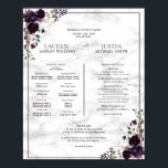 Plum Purple Floral Marble Wedding Program Poster<br><div class="desc">Designed to coordinate with our Plum Purple Marble Watercolor Fall Wedding Invitation Collection, this elegant, formal wedding program features all the details normally included in a brochure style program, but in a larger, poster size to display at the entrance of the wedding ceremony. DESIGNER'S NOTE: This is a tricky design...</div>