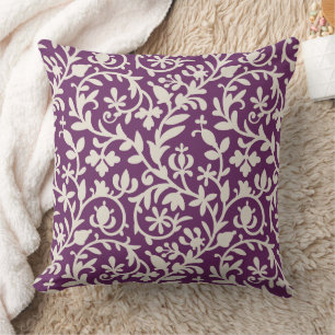 Plum Purple Floral Vines Patten Cushion