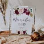 plum purple flowers bridal shower mimosa bar sign<br><div class="desc">A floral design with beautiful plum purple flowers. The text and colors on this sign poster can be edited.</div>