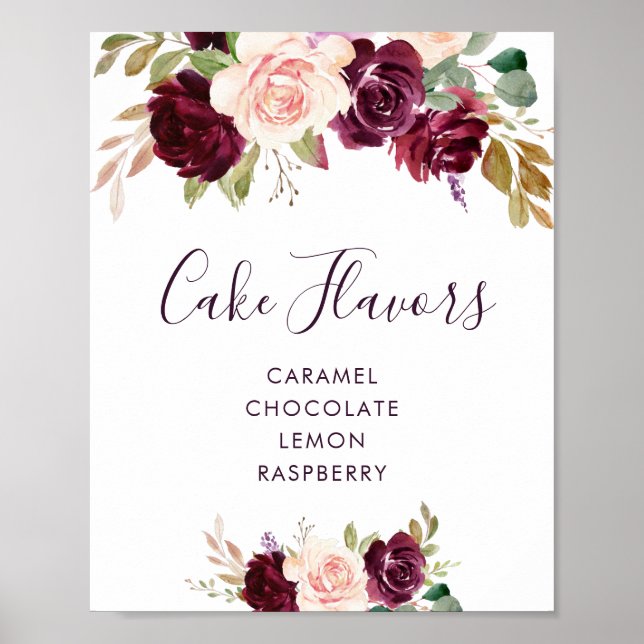 plum purple flowers cake flavours sign (Front)