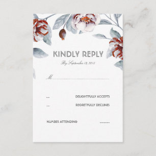 Plum Purple Flowers Watercolor Wedding RSVP Card