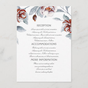 Plum Purple Flowers Wedding Information Guest Card