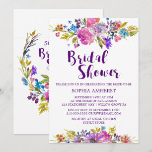 Plum Purple Garden Bridal Shower Invitation Card