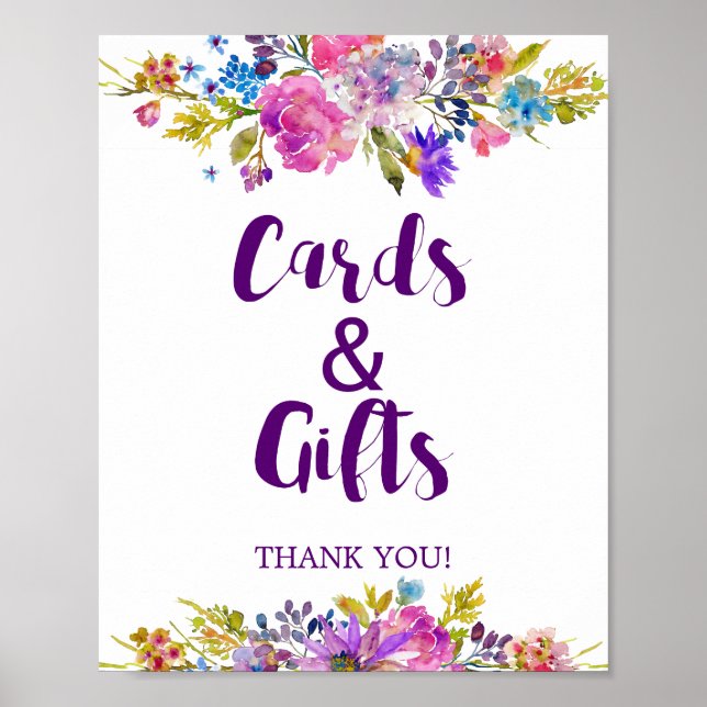 Plum Purple Garden Cards & Gifts Wedding Sign (Front)