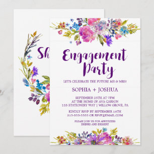 Plum Purple Garden Engagement Party Invitation