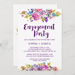 Plum Purple Garden Engagement Party Invitation