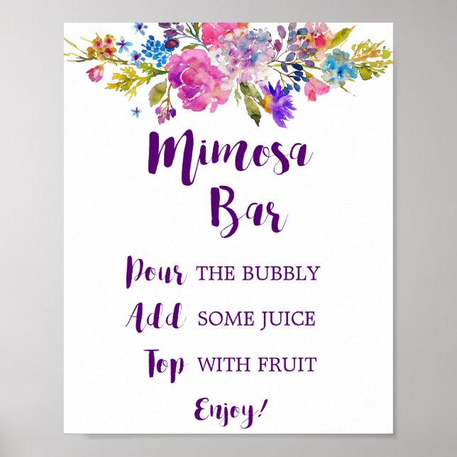 Plum Purple Garden Mimosa Bar Sign (Front)