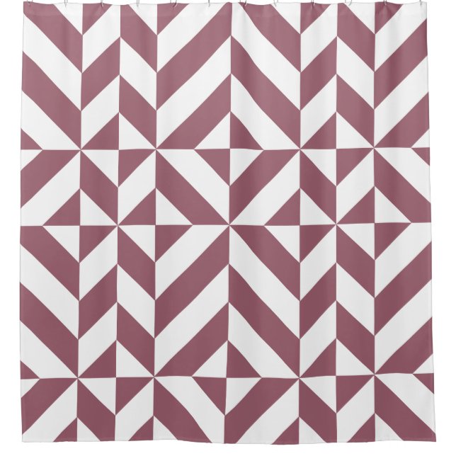 Plum Purple Geometric Cube Pattern Shower Curtain (Front)