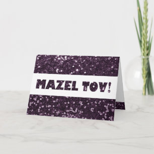 Plum Purple Glitter Mazel Tov Congratulations Card