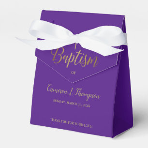 Plum purple gold cross Baptism Thank you Favour Bo Box