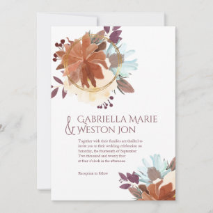 Plum Purple Gold Fall Themed Wedding Invitation