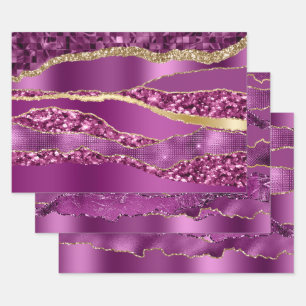 Plum purple gold foil glitter classy chic wrapping paper sheet