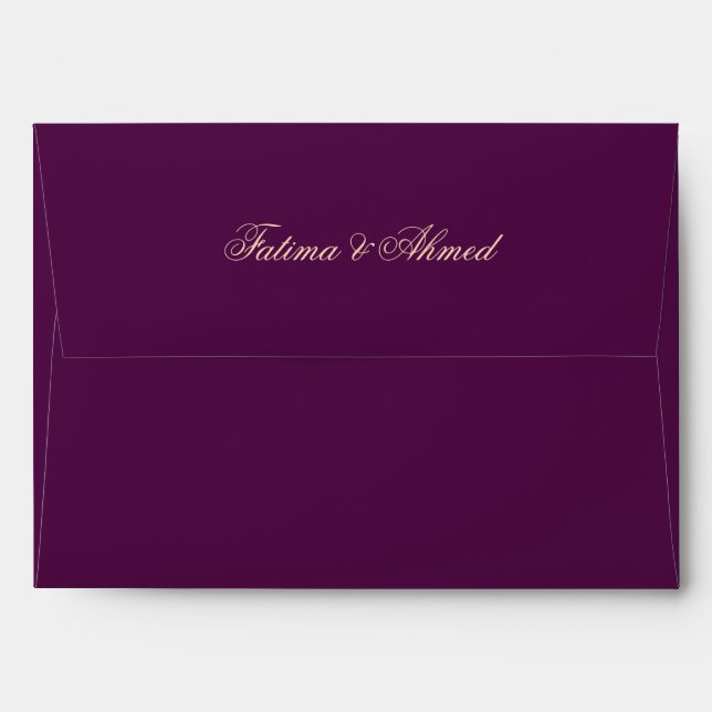Plum Purple Gold Islamic Muslim Wedding Invitation Envelope (Back (Top Flap))