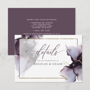 Plum Purple Gold Marble Abstract Watercolor Enclosure Card