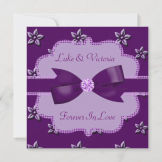 Plum Purple Island Flowers & Rhinestones Wedding Invitation