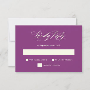 Plum Purple   Italian Elegance Wedding RSVP Card