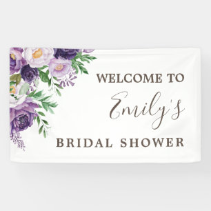 Plum Purple Lavender Greenery Bridal Shower Banner