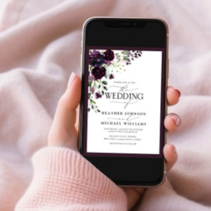 Plum Purple Lavender Mauve Floral Watercolor Photo Invitation