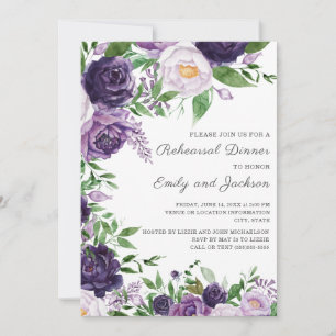 Plum Purple Lavender Watercolor Floral Rehearsal  Invitation