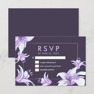 Plum Purple Lily Flower Floral Spring Wedding RSVP Card