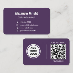 Plum Purple Logo Scan Code Contact Business Card