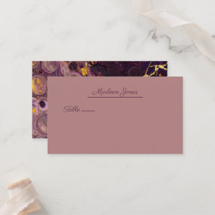 Plum Purple Marble And Gold Wedding Place Card