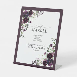 Plum Purple Mauve Floral Let love Sparkle Pedestal Sign