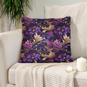 Plum Purple Mauve Gold Ornate Baroque  Cushion