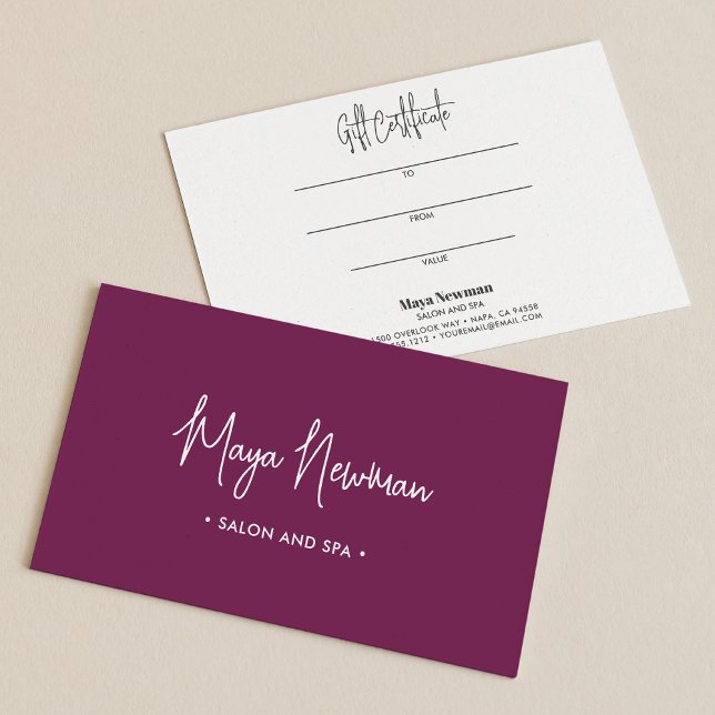 PLUM PURPLE MINIMAL SIGNATURE Monogram Gift Card (Creator Uploaded)