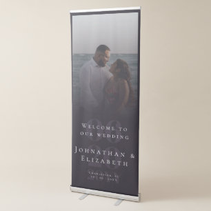 Plum Purple Minimalist Bold Type Photo Wedding Retractable Banner