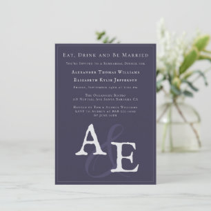 Plum Purple Minimalist Monogram Invitation
