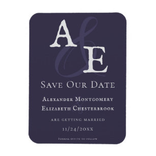 Plum Purple Minimalist Monogram Magnet