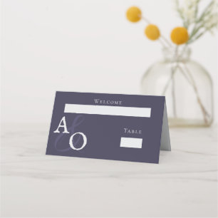 Plum Purple Minimalist Monogram Place Card