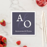 Plum Purple Minimalist Monogram Wedding