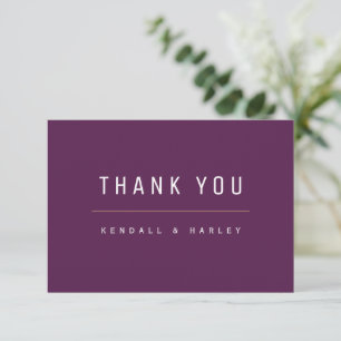 Plum Purple Modern Chic Typography Simple Thank You Card
