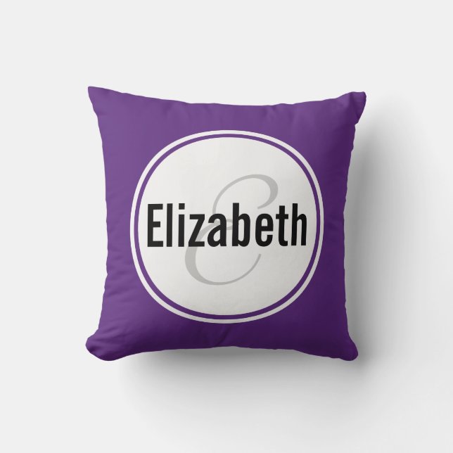 Plum Purple Monogram Name Keepsake Throw Pillow (Front)
