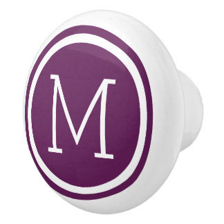 Plum Purple Monogram Personalised Drawer Knob