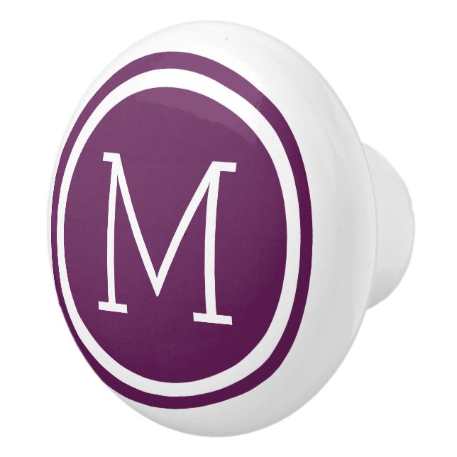 Plum Purple Monogram Personalised Drawer Knob (Right)