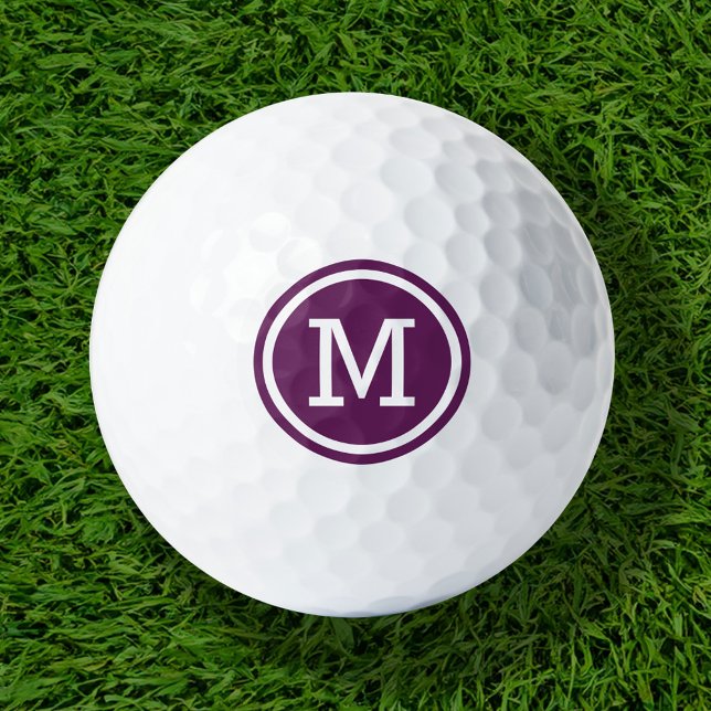 Plum Purple Monogram Personalised Golf Balls (Creator Uploaded)