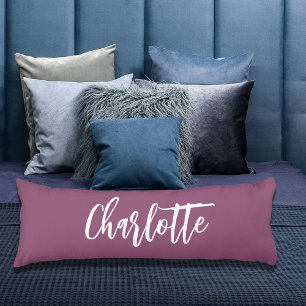 Plum purple name script body cushion